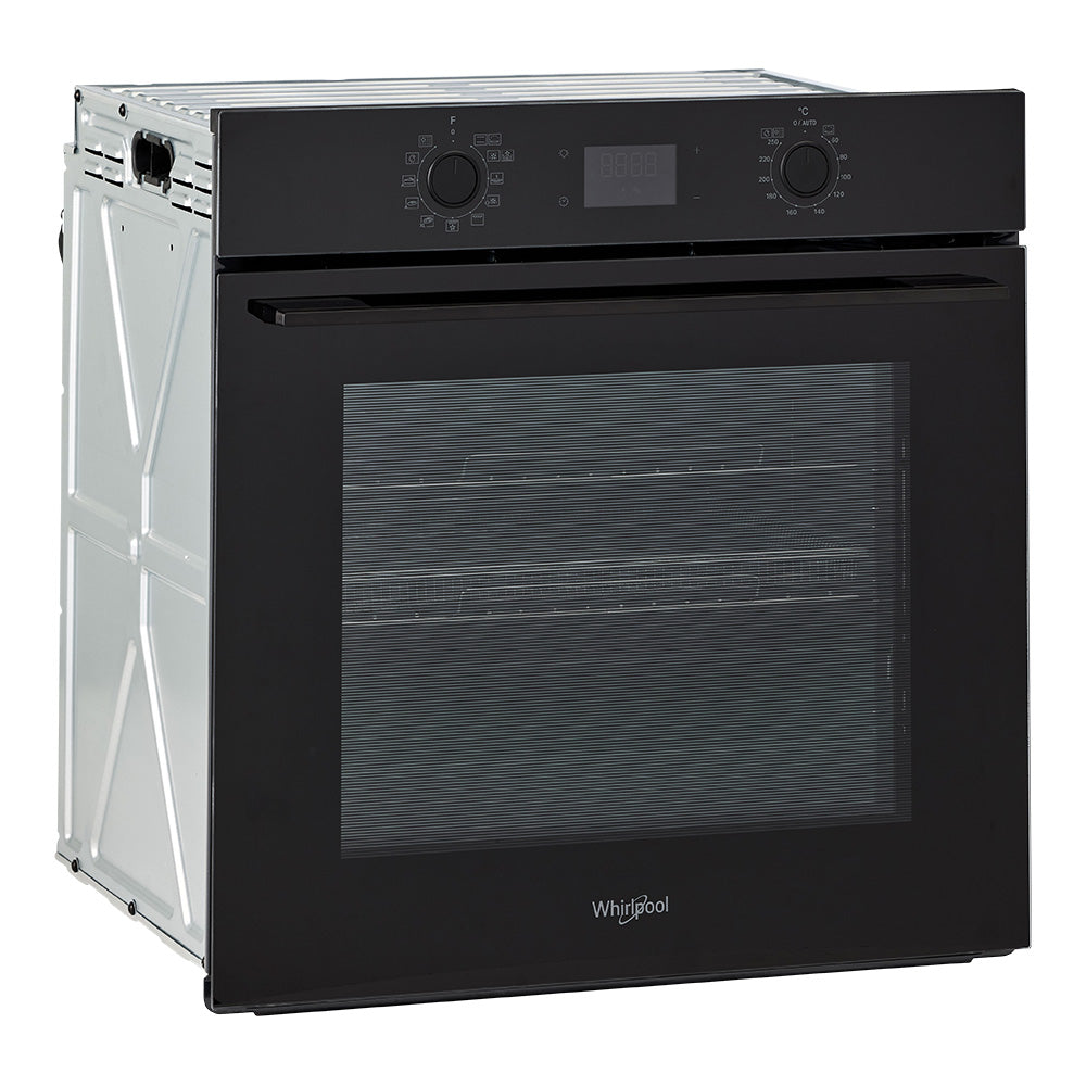 Whirlpool W4OMK581RU1BA black 60cm oven angled view