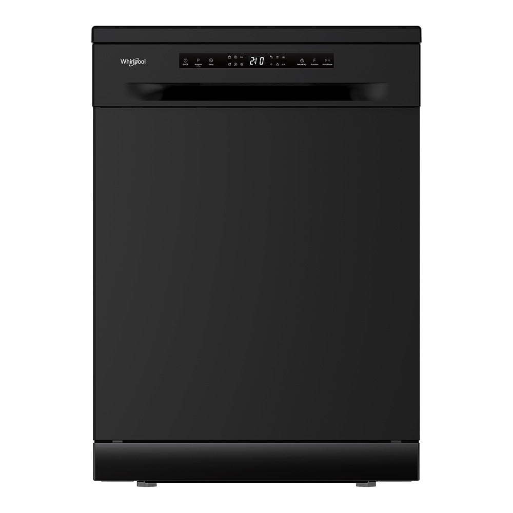 Whirlpool WDFS3R4OBSAU 60cm 14 Place Setting Freestanding Dishwasher in Black - front view