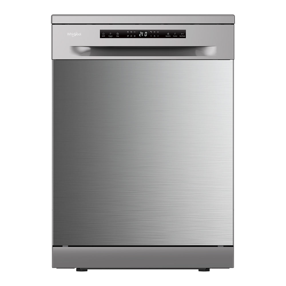 Whirlpool WDFS3R4OIXAU 60cm 14 Place Setting Freestanding Dishwasher in Stainless Steel - front view