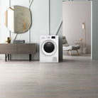 Whirlpool WHP80250 9kg heat pump dryer in White installed in a modern home