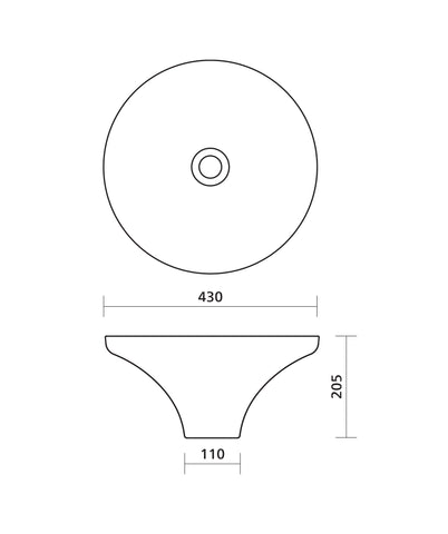 Seima Agra 430 Silk Matte Above Counter Ceramic Basin