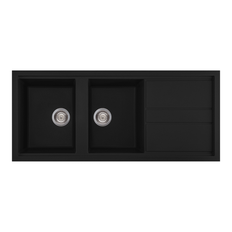 Artusi AGS1162B Granitek double bowl sink in black