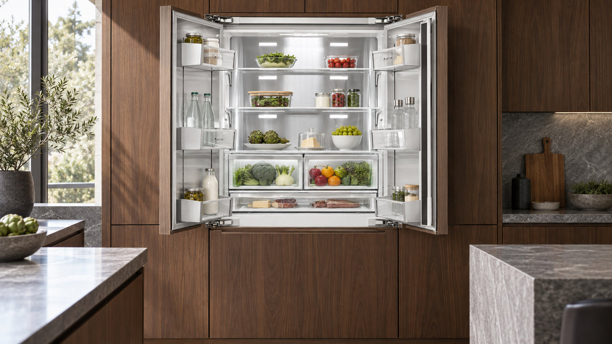 Artusi AINT8900FDI 90cm integrated French door refrigerator freezer with ice maker - lifestyle image 3