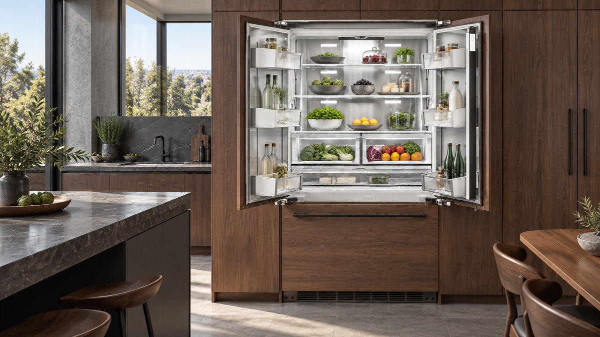Artusi AINT8900FDI 90cm integrated French door refrigerator freezer with ice maker - lifestyle image 4