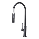 Artusi ASM201B gooseneck mixer tap with pull-out hose in matte black