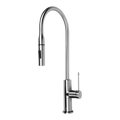 Artusi ASM201X gooseneck mixer tap with pull-out hose in stainless steel