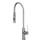 Artusi ASM201X gooseneck mixer tap with pull-out hose in stainless steel
