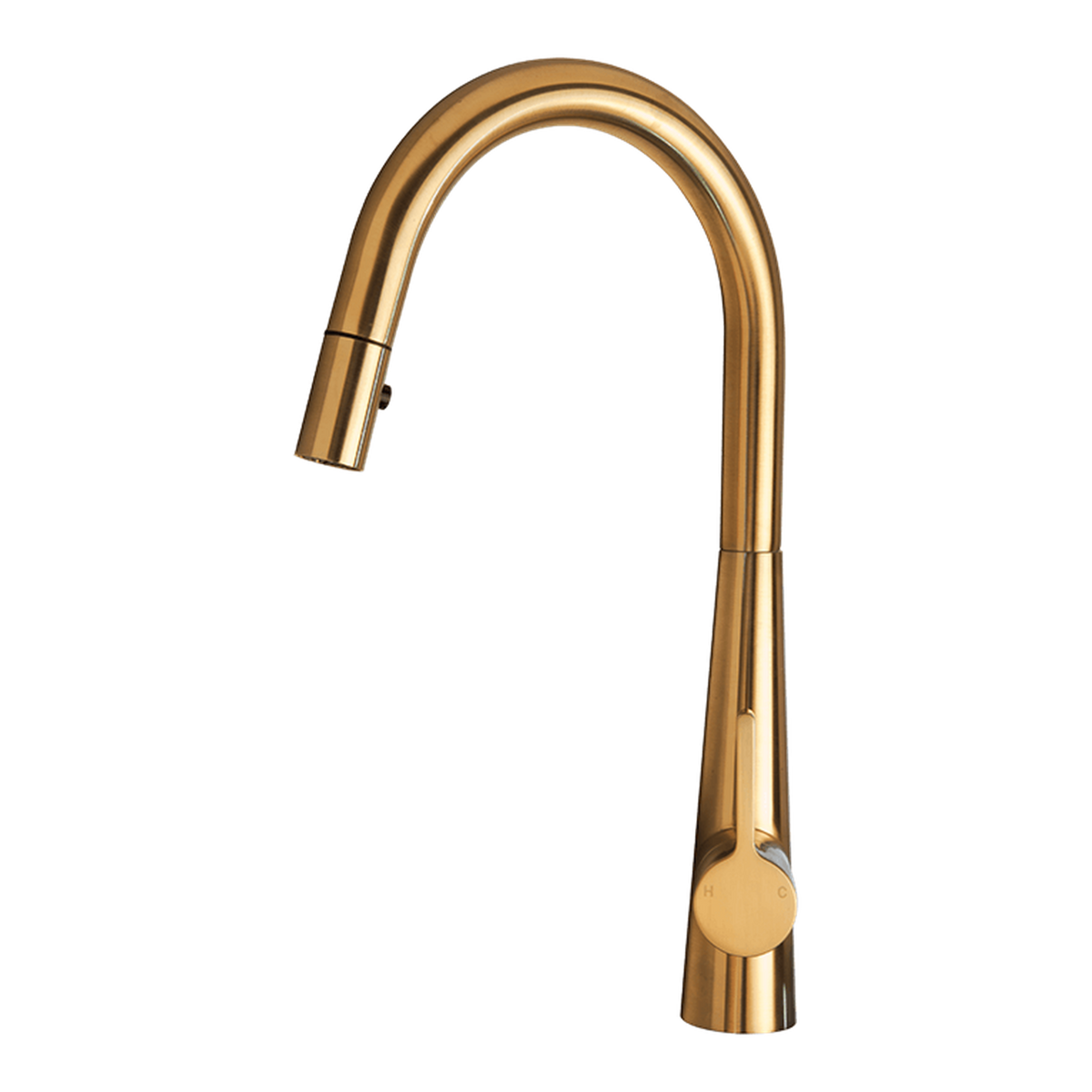 Artusi ASM501BG pull-out gooseneck mixer tap in brushed gold