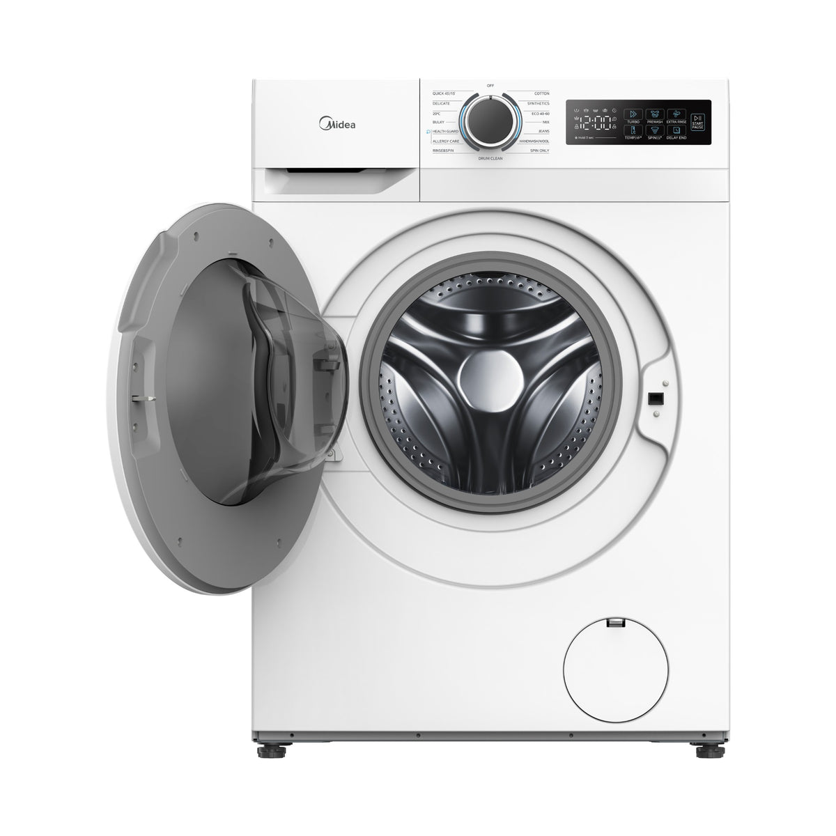 Midea MF110W80B/W-AU 8kg White Front Load Washing Machine control panel