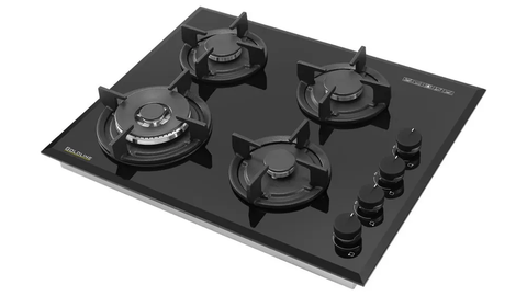 Goldline SAB704S 70cm Wide Black Glass Gas Cooktop