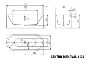 Kaldewei 01-1127-A6 1700mm Freestadning Meisterstuck Centro Duo Oval Bath with Multifiller