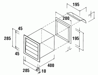 Qasair BD-6/7/9-WV-R/R (121) Back Draft Wall Vent Rear Register Kit to suit 6/7/900H