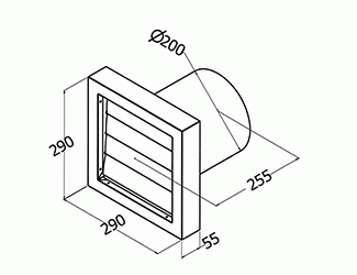 Qasair BD/WV-200 (122) Back Draft Wall Vent to suit 200