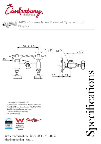 Nicolazzi 1425 Wall Mounted Shower Mixer