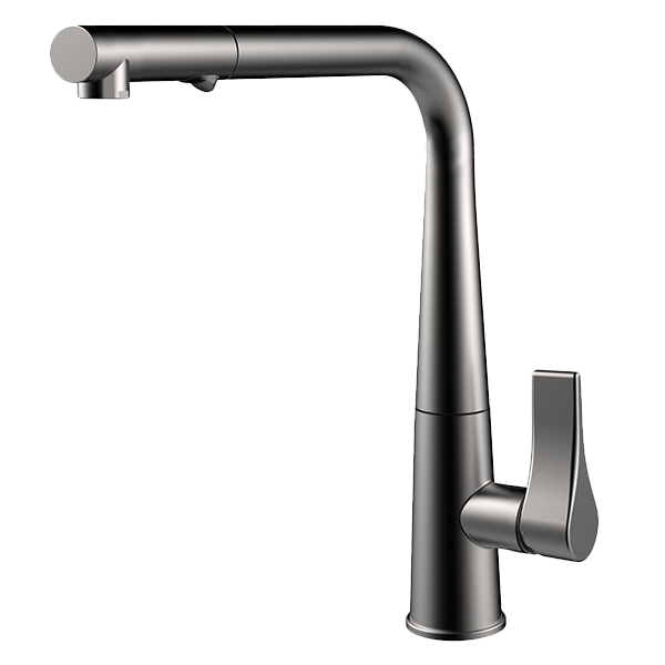 Gessi 17177 Proton Brushed Nickel Kitchen Mixer with Pull-out Dual Spray
