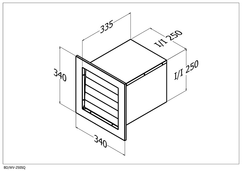 Qasair BD/WV-250 SQ (228) Back Draft Wall Vent 250SQ