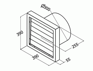Qasair BD/WV-300 (256) Back Draft Wall Vent to suit 300