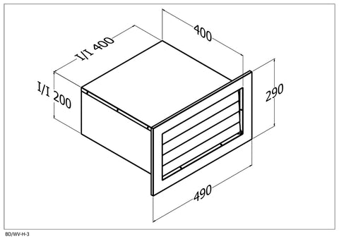 Qasair BD/WV-H-3 (320) Back Draft Wall Vent triple Motor Horizontal