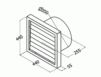 Qasair BD/WV-350 (330) Back Draft Wall Vent to suit 350