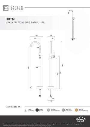 Gareth Ashton 3BTM-GM Lucia Gun Metal Bath Filler