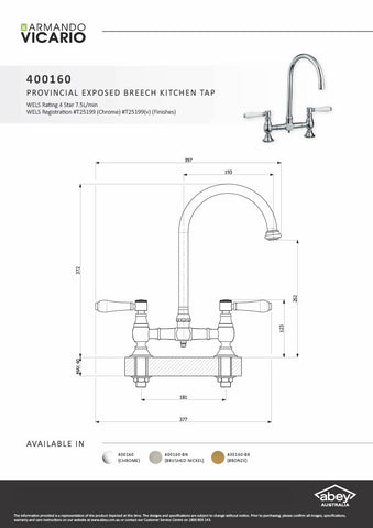 Armando Vicario 400160 Provinical Exposed Breech Kitchen Mixer