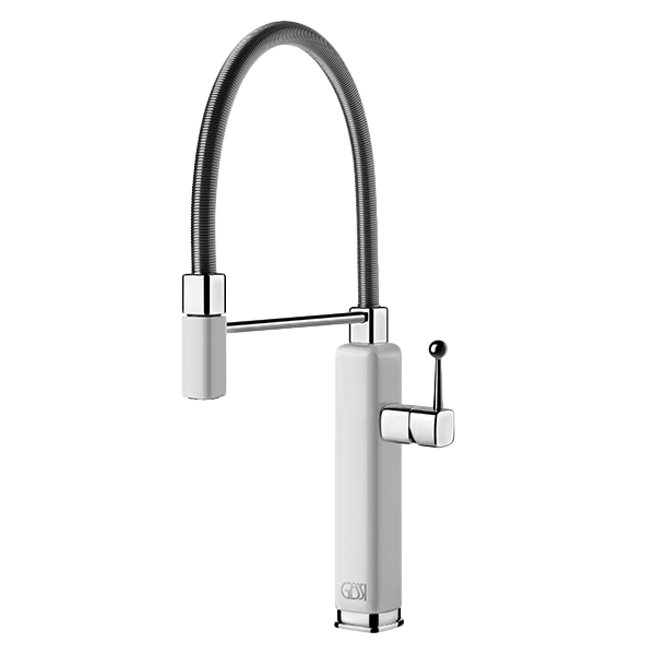 Gessi 60061GW Happy Gloss White Sink Mixer with Pull-Out