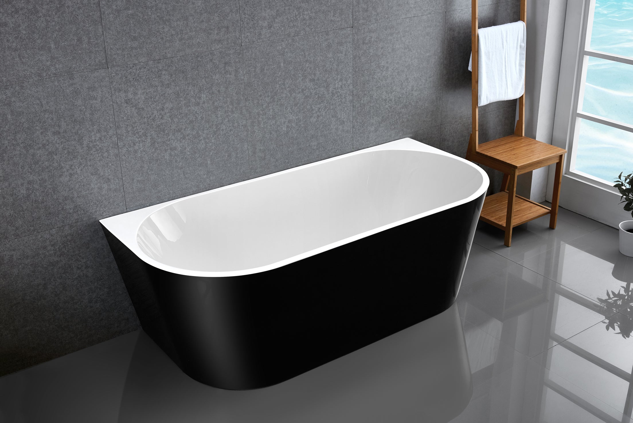 Unique 6815B-1300 BK Alexia 1300 Black / White Bath