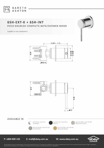 Gareth Ashton 6SH-EXT-K + 6SH-INT Poco Knurled Shower Mixer