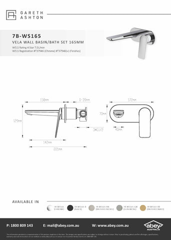 Gareth Ashton 7B-WS165 Vela Wallset With 165mm Wall Spout