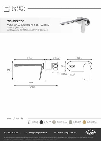 Gareth Ashton 7B-WS220 Vela Wallset With 220mm Wall Spout