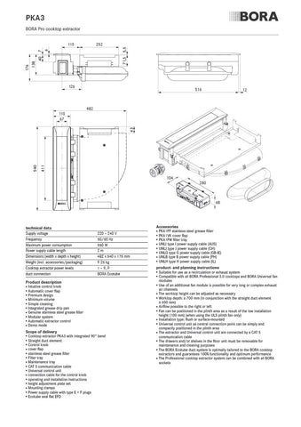 BORA PKA3-C Professional 3.0 Cooktop Extractor