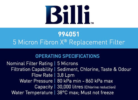 Billi 994051 5 Micron Replacement Filter