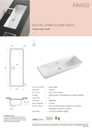 ArtCeram AC120 Box 90 Undercounter Basin