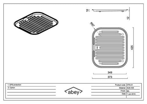 Abey ADT1 Sink Accessories Stainless Steel Drain Tray