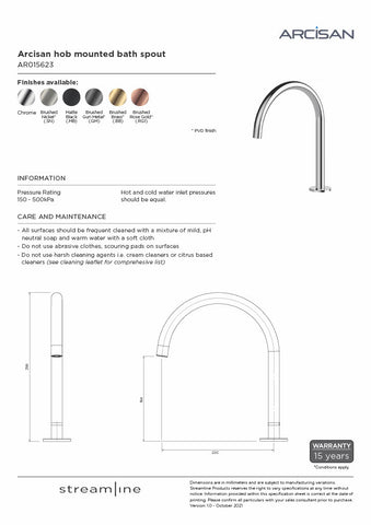 Arcisan AR015623 Hob Mounted Bath Outlet