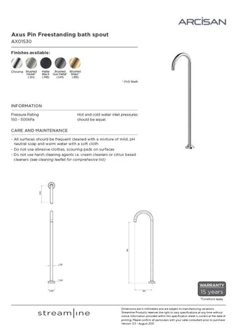 Arcisan AX01530 Axus Pin Freestanding Bath Spout