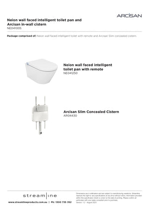 Arcisan NE041005 Neion Wall Faced Pan with Remote