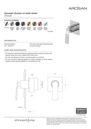 Arcisan SY01230 Synergii Shower or Bath Mixer