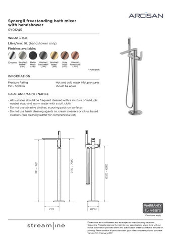 Arcisan SY01245 Synergii Freestanding Bath Mixer with Handshower
