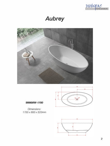 Unique 9996MW-1700 Aubrey Freestanding Bath