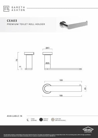 Gareth Ashton CEA03-BN Brushed Nickel Premium Toilet Roll Holder