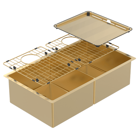 Abey CR340DG Piazza Eureka Gold Double Square Bowl Sink