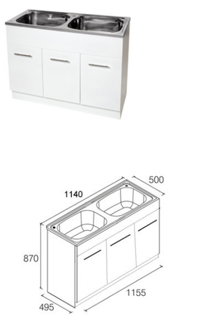 Unique DB-236K Yakka Double 45L Inset Tub & Timber Cabinet