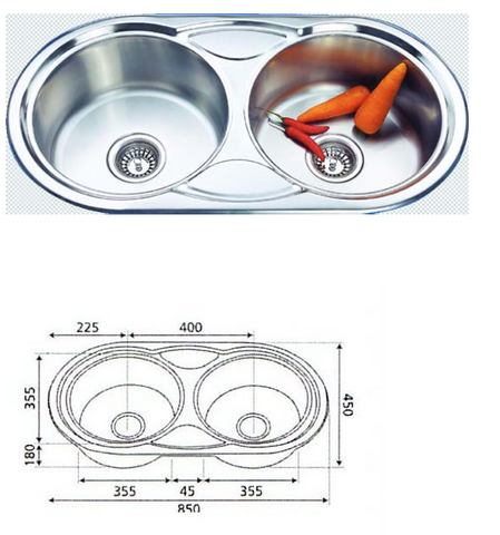 Unique Rondo Stainless Steel Duet Sink DB-617S