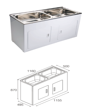 Unique DB-652D Yakka Double 45L Inset Tub & Cabinet