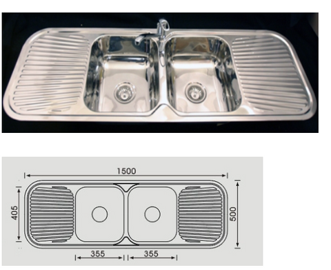 Unique Grande Stainless Steel Double Bowl Sink DH-452S