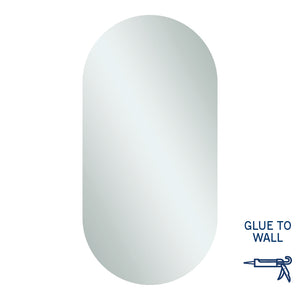 Ablaze Mirrors DP5010GT Pill Shape Polished Edge Mirror Glue-to-Wall