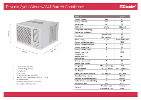 Dimplex DCB14 4.1kW Reverse Cycle Window/Wall Box Air Conditioner