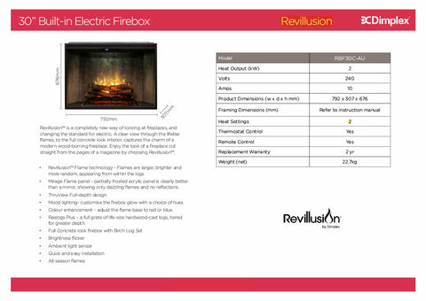 Dimplex RBF30C-AU Revillusion 30" Electric Firebox
