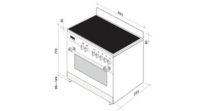 Artusi CAFC95X 90cm Electric Freestanding Cooker With Ceramic Hob